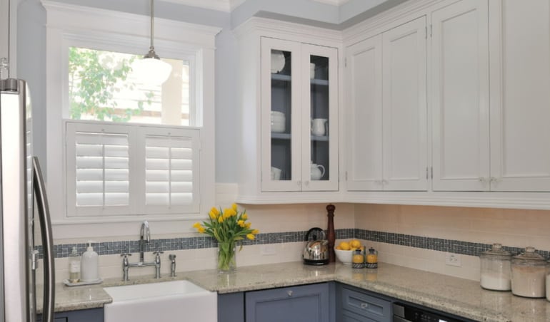 Polywood shutters in a Austin kitchen.